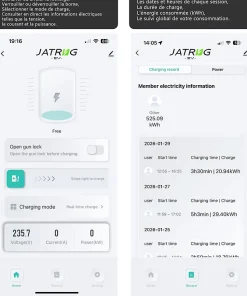 JATRHG S1 borne de recharge IP66 pour véhicules électriques, 11 kW / 16 A, triphasé, avec câble type 2 de 12 m
