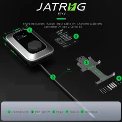 JATRHG S2 borne pour véhicules électriques, IP66, avec prise de type 2 équipée de shutter, 11kW / 16A, triphasée