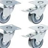 Jeu de 4 - roulettes pivotantes/freinées série 100 50mm gris TPR-caoutchouc sur polypropylène