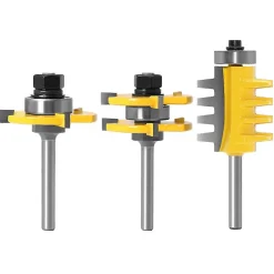 Jeu de 3 mèches de burin en carbure à tige de 6mm, coupe-langue et rainure à 3 cannelures, outils de menuiserie en forme de T pour