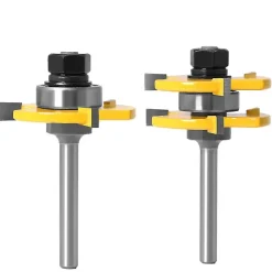 Jeu de 3 mèches de burin en carbure à tige de 6mm, coupe-langue et rainure à 3 cannelures, outils de menuiserie en forme de T pour