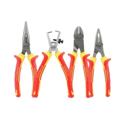 Jeu de 4 pinces isolées certifiées VDE Stanley 4-84-489 en acier à haute teneur en chrome, poignée bi matière