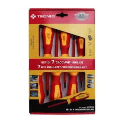 Jeu de 7 tournevis isolés (3 plats + 3 cruciformes + testeur)