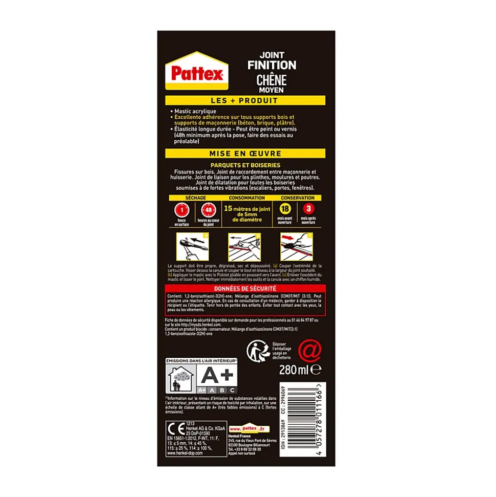 Joint de finition Pattex chêne moyen 280ml