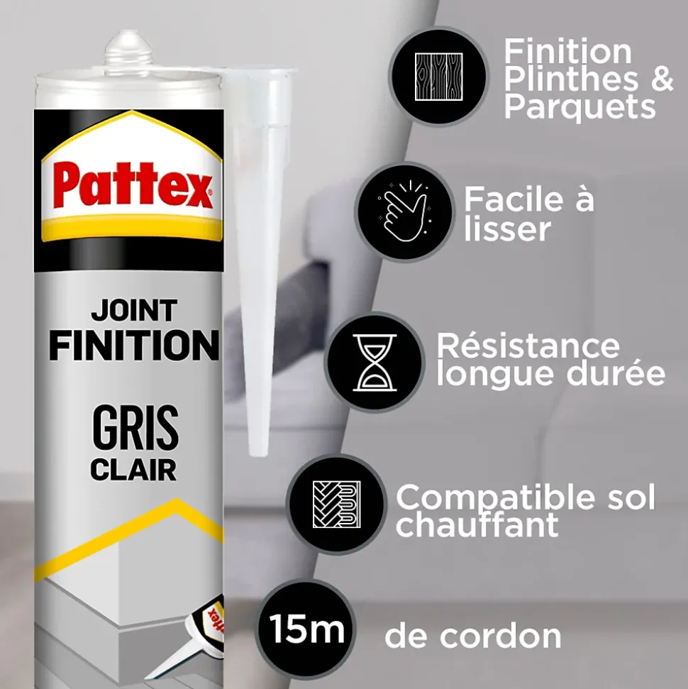 Joint de finition Pattex gris clair 280ml