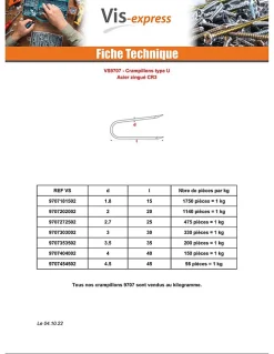 KG Crampillons Acier zingué 2.7X25 - 5 pièces