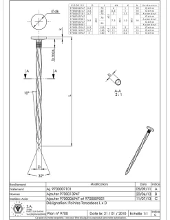 Kg de pointes Torsadées Forte tenue à la corrosion Acier galvanisé à chaud 3.20X70 - 5 pièces