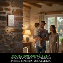 Kit Alarme autonome détection de mouvement Eclairage alerte intégré détecteur ouverture x3 et télécommande x2