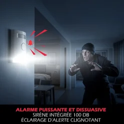 Kit Alarme autonome détection de mouvement Eclairage alerte intégré détecteur ouverture x3 et télécommande x2
