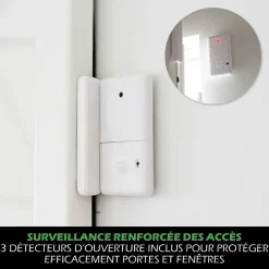 Kit Alarme autonome détection de mouvement Eclairage alerte intégré détecteur ouverture x3 et télécommande x2