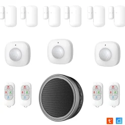 Kit Alarme Etendu Évolutif 868 Mhz connecté Wifi 2,4Ghz avec Sirène 90dB Flash LED intégré (9 zones détectées)