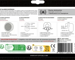 Kit Alarme Etendu Évolutif 868 Mhz connecté Wifi 2,4Ghz avec Sirène 90dB Flash LED intégré (9 zones détectées)