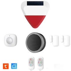 Kit Alarme Évolutif 868 Mhz connecté Wifi 2,4Ghz avec Sirène extérieur solaire