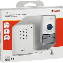 Kit carillon et sonnette sans fil 32 mélodies alimentation par piles Essentiel Legrand - Blanc