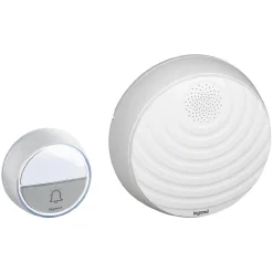 Kit Confort carillon et sonnette sans fil Legrand avec 15 mélodies alimentation par piles - blanc