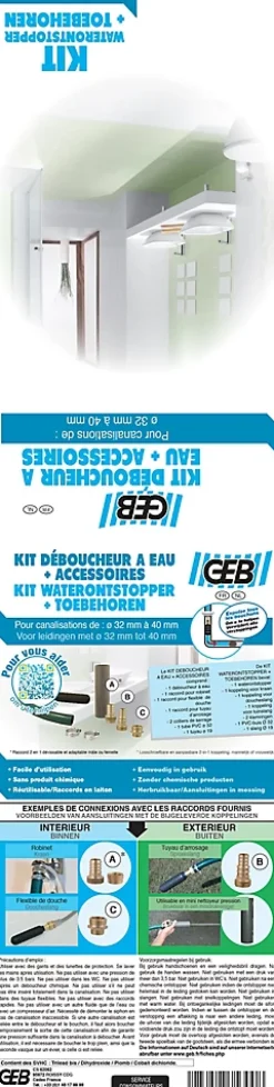 Kit déboucheur à eau canalisation Geb ø32-40 mm