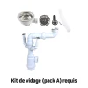 Kit de vidage A manuel évier avec panier acier inoxydable 1 bac