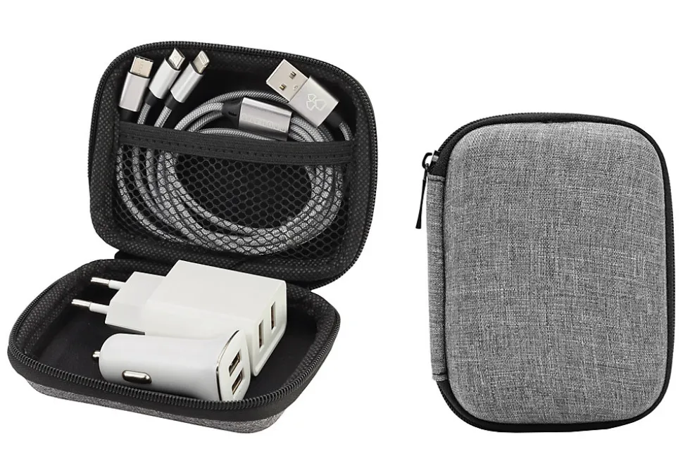 Kit de voyage avec câble de charge 3 en 1, double chargeur, double chargeur de voiture