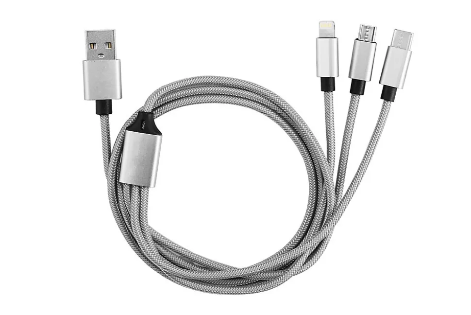 Kit de voyage avec câble de charge 3 en 1, double chargeur, double chargeur de voiture