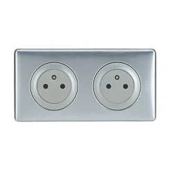 Kit double prises avec terre Pré-câblées Legrand Céliane aluminium