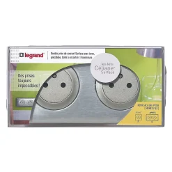 Kit double prises avec terre Pré-câblées Legrand Céliane aluminium