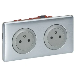 Kit double prises avec terre Pré-câblées Legrand Céliane aluminium