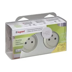 Kit double prises avec terre Pré-câblées Legrand Céliane aluminium