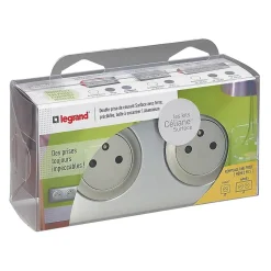Kit double prises avec terre Pré-câblées Legrand Céliane aluminium