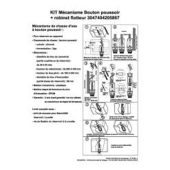 Kit mecanisme chasse deau avec robinet flotteur sachet
