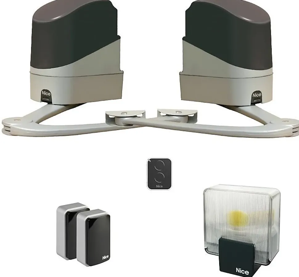 Kit motorisation portail battant NICE PopKit POP7124KCE - 2 vantaux, 250 Nm, IP44