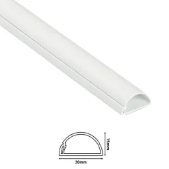 Kit moulure semi-circulaire D-Line 30 x 15 mm blanc avec accessoires, lot de 3
