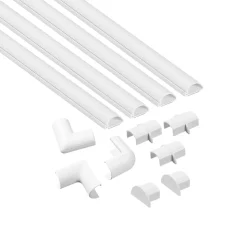 Kit moulure semi-circulaire D-Line 20 x 10 mm blanc avec accessoires, lot de 4