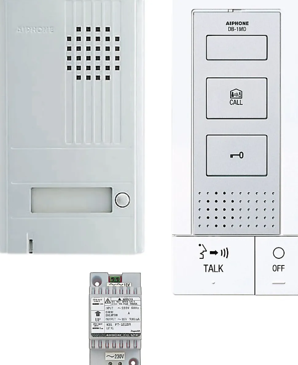 Kit portier audio 2 fils intégral mains libres Blanc - AIPHONE - 118712