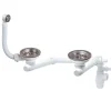 Kit pour évier avec siphon réglable blanc 90mm, bouchon et trop-plein Wirquin