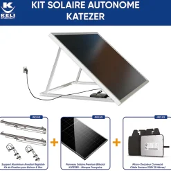Kit Solaire KATEZER Connecté 420W - Prêt à Brancher - PV Bifacial - Installation Facile - Suivi Direct - Pose : Sol, Mur, Balcon