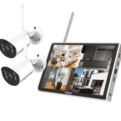 Kit 2x Cameras PRO Vidéo Surveillance Full HD 1080p avec Ecran 10" 25cm Sans Fil SEMAC