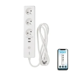 KOZii - Multi prise connectée KOZII 16A 3680W max avec 3 prises et 2 ports USB - KMPRI3680
