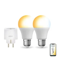 KOZii - Pack de 2 Ampoules LED connectées A60, culot E27, CCT avec prise connectée - KPACK2EE806GCCTPR