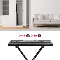 KS2B Support pour synthétiseur clavier Hauteur réglable de 33 à 98 cm Charge max 30 kg Vis et sangles de fixation Duronic