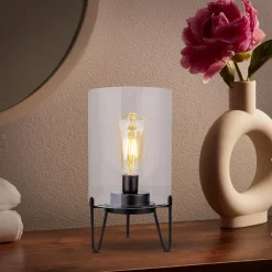 Lampe à piles 'LONNA' lampe de table pour l'extérieur, métal et verre, en noir, hauteur 28,5 cm