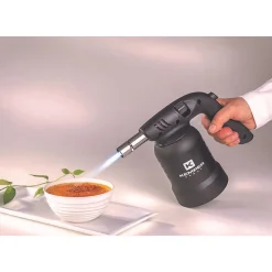 Lampe à souder à gaz Professionnelle Utilisation 360 degrés Chalumeau gaz Allumage piezo + 8 Cartouches gaz Perçables KEMPER