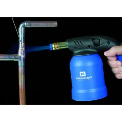 Lampe a souder Coque Acier Allumage piezo + 4 Cartouches de gaz 190gr STOP GAZ Perçables KEMPER