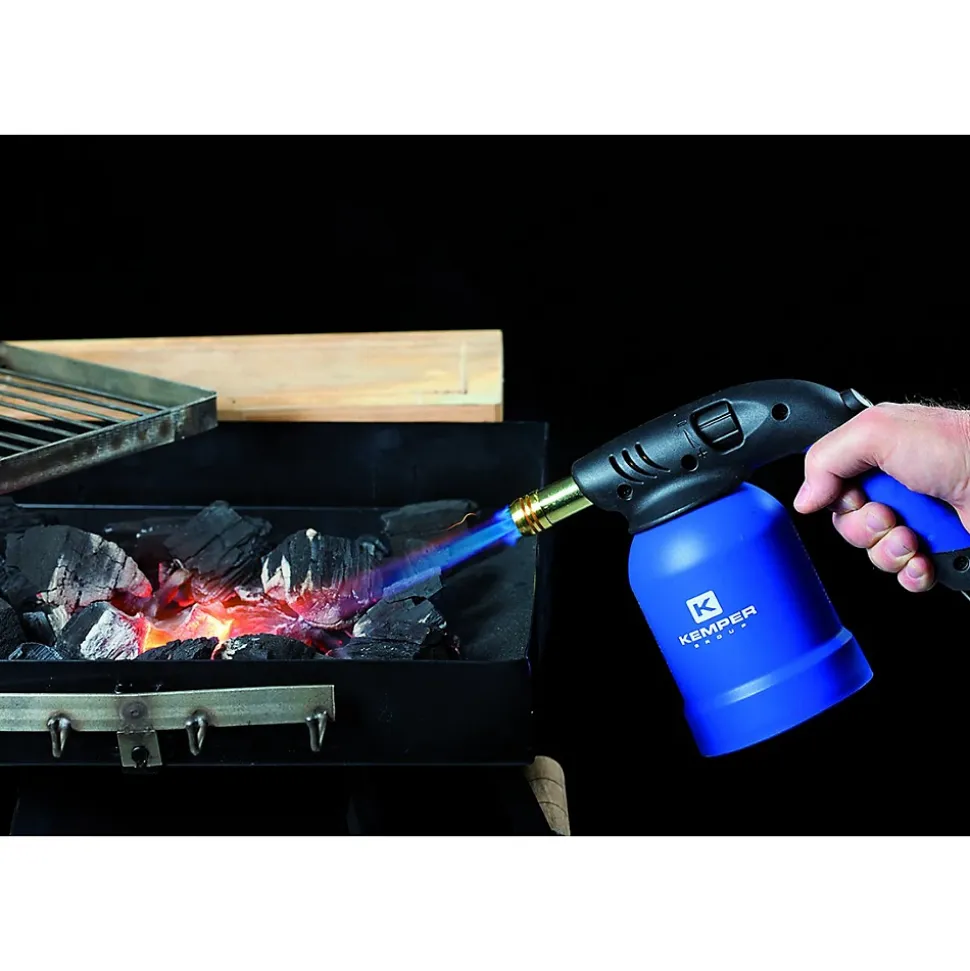 Lampe a souder Coque Acier Allumage piezo + 4 Cartouches de gaz 190gr STOP GAZ Perçables KEMPER