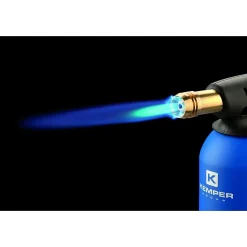 Lampe a souder Coque Acier allumage piezo + 8 Cartouches de gaz 190gr STOP GAZ Perçables KEMPER