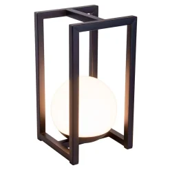 Lampe décoration LED KALI balcon terrasse table métal plastique noir LED fixes 30x16x16cm