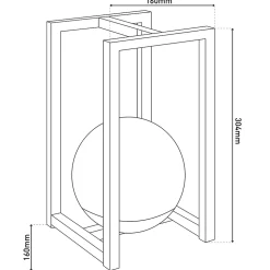 Lampe décoration LED KALI balcon terrasse table métal plastique noir LED fixes 30x16x16cm