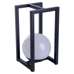 Lampe décoration LED KALI balcon terrasse table métal plastique noir LED fixes 30x16x16cm