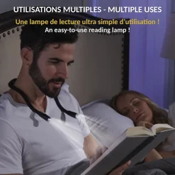 Lampe de lecture de cou rechargeable FISHTEC 3 couleurs de lumière