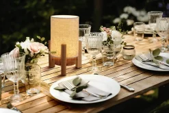 Lampe de table à accu MATILDA H 32cm beige naturel LED intégrée intensité variable capteur tactile