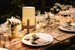 Lampe de table à accu MATILDA H 32cm beige naturel LED intégrée intensité variable capteur tactile